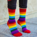جوراب ساق دار طرح رنگین کمانی