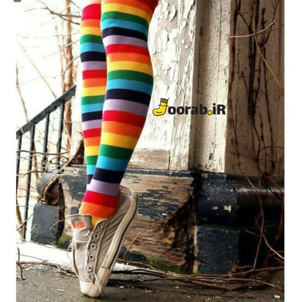 جوراب بالا زانو زنانه رنگین کمونی