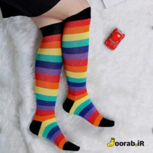 جوراب زیر زانو زنانه طرح رنگین کمان