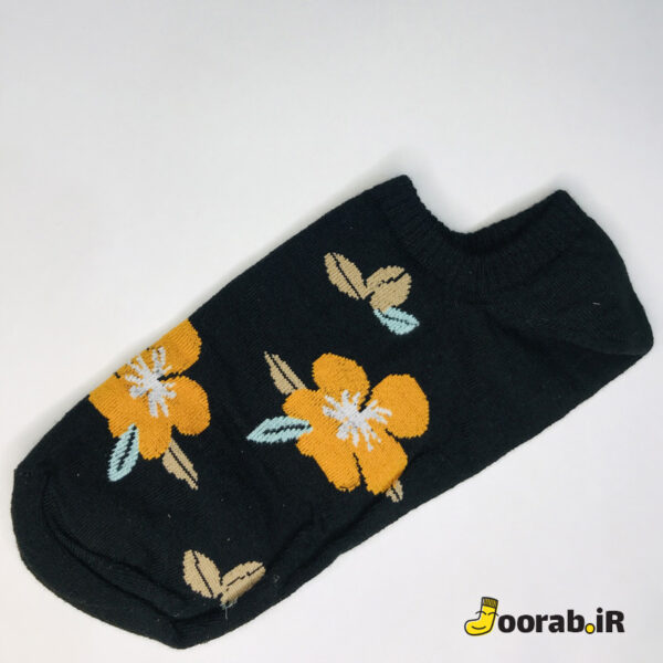 جوراب قوزکی زنانه طرح گل برگ